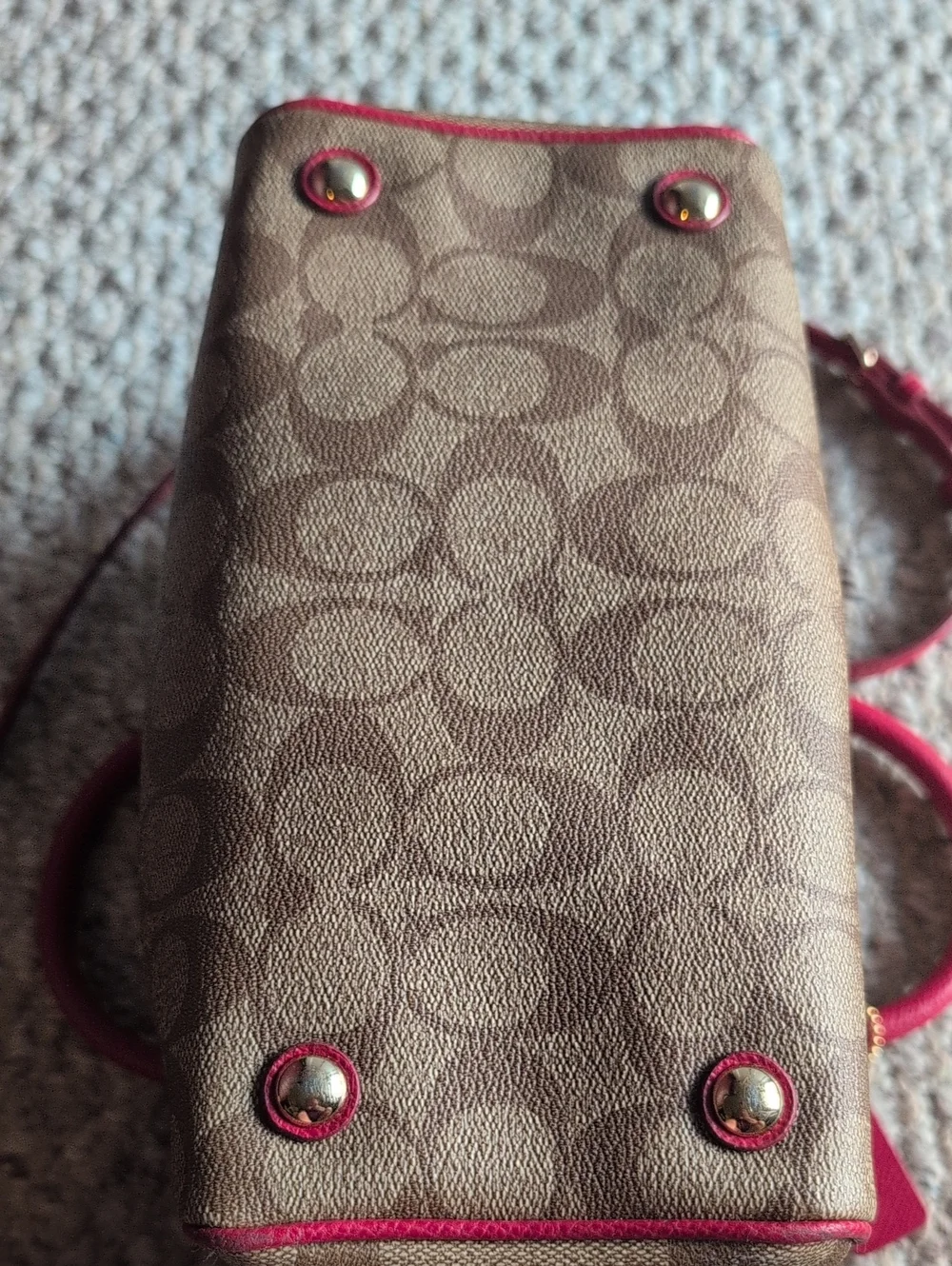 Coach Brown Signature Canvas Satchel with Red Trim - Pre 1994